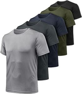 ATHLIO Men's (Pack of 5) Workout Running Shirts, Sun Protection Quick Dry Athletic Shirts, Short Sleeve Gym T-Shirts, 5pack CTS15-VCL_Medium