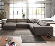 INLENDISH Roset Velvet 8 Seater U-Shape Sofa | Comfortable Living Room | Luxurious Sofa - Dark Grey