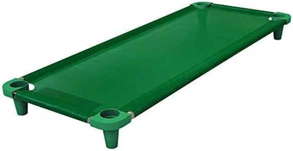 Acrimet Nap Cot for Kids, Portable Toddler Child Bed, Stackable, 52" L (Stainless Steel Tubes) (Green Breathable Mesh Fabric - Green Feet) (1 Pack)