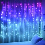 Curtain Lights Hanging Fairy Lights for Girls Bedroom Wall Tapestry Unicorn Mermaid Trippy Room Decor 160 Led Cascading Aesthetic Pink Blue Purple Lights for Party Wedding Christmas Decorations