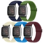 XFYELE Adjustable Nylon Watch Band Compatible with Fitbit Versa 2/Versa/Versa Lite/Versa SE, Soft Loop Stretchy Sport Straps Replacement Wristbands for Women Men