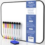 Nicpro Dry Erase Whiteboard A3, Magnetic Double Sided 30 x 42 cm White Board with Black Border, Including 8 Water-Based Pens and 1 Eraser for Kid Writing & Drawing, Student School, Classroom, Home Use