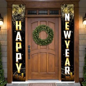 KatchOn, Happy New Year Door Banner - 72x12 Inch | Happy New Year Banner for 2025 New Years Decorations | New Years Eve Decorations, Happy New Year Decorations 2025 | New Years Eve Party Supplies 2025