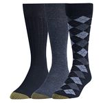 Gold Toe Men's Classic Argyle Sock, 3 Pack, Navy Diamond/Denim Flat/Navy Rib, 10-13