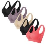 5 Pack Breathable Bras for Women Cool Liftup Air Bra Upgrade Large Size Comfortable Mesh Sports Bra Workout Underwear Khaki