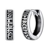 Viking Hoop Earrings for Women Men Sterling Silver Small Huggie Sleeping Hoops 10mm Norse Vikings Jewelry