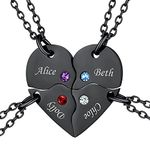 Free Engraving Best Friends Necklace for 4 Girls Women Kids with Name Birthstone Custom BFF Family Jewelry