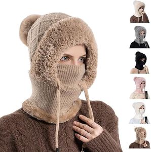 2026 Upgrade 3 in 1 Beanie Hat for Women, Windproof Knitted 3 in 1Beanie Hat with Scarf and Mask for Women Fall Winter (Brown)