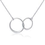 Sterling Silver Two Interlocking Infinity Circles Pendant Necklace Birthday Mother's Day Gift,Rolo Chain,18 19 20 inches