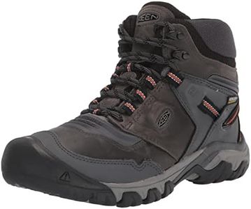 KEEN Women's Ridge Flex Mid Waterproof Hiking Boot, Steel Grey Porcelain, 9 US