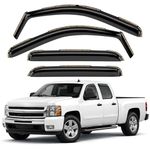 GrandWheel Co Smoke Tinted in-Channel Side Window Vent Visor Deflectors Rain Guards Compatible with Chevrolet (Chevy) Silverado 1500 2007-2013 Crew Cab - 4pcs. GW0405