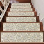 Yamaziot Stair Treads Non Slip for Wooden Steps indoor, 15 Pack 8" X 30" Self Adhesive Stair Carpet Treads, Reusable Staircase Step Treads Edging Stair Runner for Kids Elders and Dogs, Beige