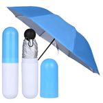 HACER Mini Umbrella with Capsule Case Foldable UV Proof Windproof Compact Pocket Lightweight Travel Umbrellas for Women Men Kids (Pack of 1, Random Color)