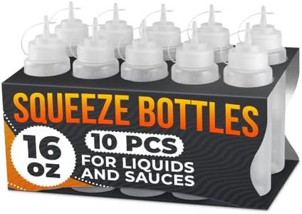 10-Pack Plastic Condiment Squeeze Bottles 16 oz – Refillable Squirt Bottles with Narrow Tip, Leak-Resistant | Great for Oil, Sauces, Ketchup, Mayonnaise, Syrup, Dressing, Holiday BBQ, & Home Dining