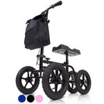 Vive Mobility Knee Walker (All Terrain) - 12 Inch Steerable Scooter for Broken Leg, Foot, Ankle Injuries - Kneeling Quad Roller Cart - Orthopedic Seat Pad for Adult and Elderly (Black)