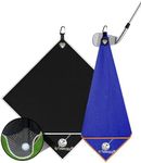 Magnetic Golf Towel 2 Pack 20" x 20" with Clip & Cleaning Pocket - Microfiber Waffle Ultra Absorbent, Golf Club & Ball Cleaner, Magnet for Clubs Essential Golf Accessories Golf Gifts for Men Women