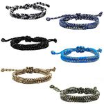 FROG SAC 6 Woven Paracord Bracelets for Boys, Parachute Cord Braided Teen Boy Bracelet, Woven Braid String Friendship Jewelry, Easter Basket Fillers for Teens, Stocking Stuffers, Camping Party Favors