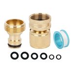 3/4 inch Brass Male Threaded Adaptor, Female Hose Connector Set for Quick Connect Expandable Garden Hose Pipe Spray Gun - Outside Garden Hose Spray Gun Connector, Hose Nozzle Adaptor Fittings