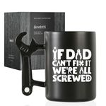 Onebttl Dad Gifts from Daughter and Son, Coffee Mug with Wrench Spanner Handle, 400ml Funny Ceramic Cup for Father on Birthday, Father's Day, Christmas - If Dad Can't Fix We are All Screwed