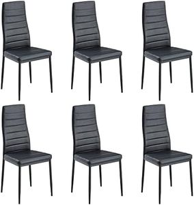 Stnew Lot de 6 Chaises de Salle à Manger, Chaises de Salle à Manger Moderne, Siège Rembourré épais, Dossier Ensemble Chaises de Cuisine (Noir)