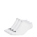 adidas Unisex Thin and Light 3 Pairs No Show Socks, White/Black, L