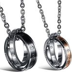 OIDEA 1 pair (2 pieces) friendship necklaces with pendant, crown ring, stainless steel partner pendant with 45 cm and 55 cm chain, necklace necklace for men and women, No Gemstone