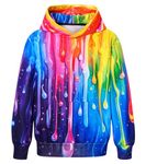 Kinberr Boys Girls Hoodies 3D Tie Dye Fleece Hooded Sweatshirts Comfy Long Sleeve Pullover Hoody with Pockets Size 11 13