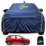 GARREGE® Waterproof Grand I10 Nios Car Body Cover 100% All Weather Proof with Mirror & Antenna Packet & Full Bottom Elastic, Triple Stitching with 100% Dog Nail Proof Cover Navy Blue