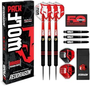 RED DRAGON Wolf Pack 18g Barrel 20g Full Weight Softip Brass Darts Set with Flights and Shafts (Stems)