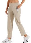 Willit Women's Golf Pants Athletic Quick Dry Pants Lightweight Cargo Travel Pants with Pockets Water Resistant Khaki 10