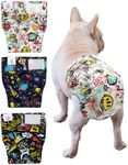 CuteBone Washable Dog Diapers Female No Tail Hole 3 Pack Reusable Doggie Period Training Pants for Docked-Tail Frenchie French Bulldog Boston Terrier Without Tail WWD26XL