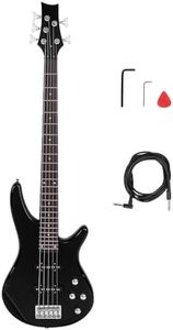 Ktaxon 5 String Electric Bass Guitar, Full Size Standard Right Handed Rosewood Fretboard Bass Kit with Strap, Cable, Pick, Wrench Tool (Black)