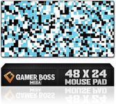 Gamer Boss - Gaming Mouse Pad - 48 x 24 Inches - 4mm Thick with Stitched Edges, Non-Slip Rubber Base, Premium Cloth Mousepad, Desk Mat for Laptop, Keyboard, Computer & PC (Mega, Squares)