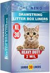 Cat Litter Box Liners Drawstring XL (30 Bags) 39" x 17" Super Jumbo Scratch Resistant Extra Heavy 2 Mil Disposable Litter Box Liner Cat Litter Tray Bags (30 Count)