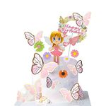 18Pcs Flower Fairy Mini Figures,Flower Fairy Cake Decoration,Flower Fairy Cupcake Toppers,Butterfly Cake Topper for Girls Kids Baby Shower Cake Decoration Wedding Birthday Party Decorations