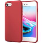 JETech Silicone Case for iPhone SE 3/2 (2022/2020 Edition), iPhone 8 and iPhone 7, 4.7-Inch, Silky-Soft Touch Full-Body Protective Case, Shockproof Cover with Microfiber Lining (Red)