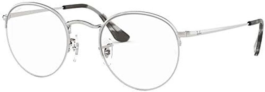 Ray-Ban RX3947V Round Metal Eyeglass Frames, Silver/Demo Lens, 48 mm
