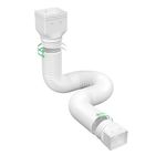 Rain Gutter DownSpout Extension, Drainage Pipe Connector, Flexiable Extandable Downspout Elbow Extender from 21 to 60 Inches for House Gutter Splash Block (1 Pack- White)