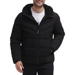 Calvin Klein Men's Winter Coat - Puffer Stretch Jacket With Sherpa Hood, Ebony, Large, Hooded Stretch Ebony, Large