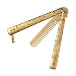 Foldable Combs Stainless Steel Folding Practice Combs Hair Styling Tools Utility for Outdoor Camping/Travel Gold Titanium