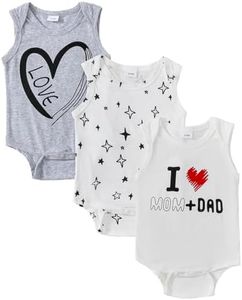 CVXV Newborn Unisex-Baby Multi-Pack Cute Prints Cotton Sleeveless Body Suit,White Love,0-3 Months