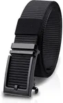 WIMSSERT Ratchet Belts for Men Casual Nylon Tactical Belt with Automatic Slide Buckle, Adjustable Trim to Fit Length 59",Black