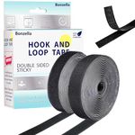 BONZELLA Self Adhesive Hook and Loop Tape, Mosquito Net Mounting Tape for Office use, Photo Frames, Multipurpose Double Sided Adhesive Hook Loop Tape for Crafting & Wall Hanging (5M x 25mm)