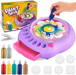 Arts and Crafts for Kids Ages 4-8,Paint Spin Art Machine Kit,Art Craft Set for 6-9 Year Old,Cool Painting Spinner Toys Kits Set,Art Supplies Birthday Gifts for Boy Girl Ages 6 7 8 9 10 11 12 Purple