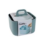 BLUE GINKGO Multipurpose Caddy Organizer - Stackable Plastic Caddy with Handle | Desk, Makeup, Dorm Caddy, Classroom Art Organizers and Storage Tote (Square) - Green