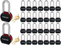 FIGODE® Large Sturdy Steel Locks with 60 Same Keys, Heavy Duty Padlock, 2-3/4" Wide, 2.7" Long Shackle Locks for Door, Gate, Storage, Fence, Shed, Latch. 30 Pack Keyed Alike