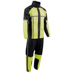 Milwaukee Leather MPM9510 Men's Black and Neon Green Motorcycle Water Resistant Rain Suit w/Hi-Vis Reflective Tape - Large