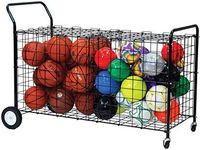 Champion Sports Champion Double Sided Wheeled Ball Locker Cart, Black, Heavy Duty Powder Coated Steel, Holds Up to 30 Basketballs