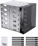 Hard Drive Cage,Galvanized Steel Plate + ABS Plastic Cage Hard Drive Tray Rack with Fan Space,Adapter Rack Bracket for Computer SATA 5.25in to 5X 3.5