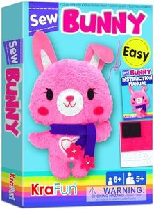 KraFun Sewing Kit for Kids Beginner My First Art & Craft, Includes Bunny Doll Stuffed Animal, Instructions & Plush Felt Materials for Learn to Sew, Embroidery, Age 7 8 9 10 11 12